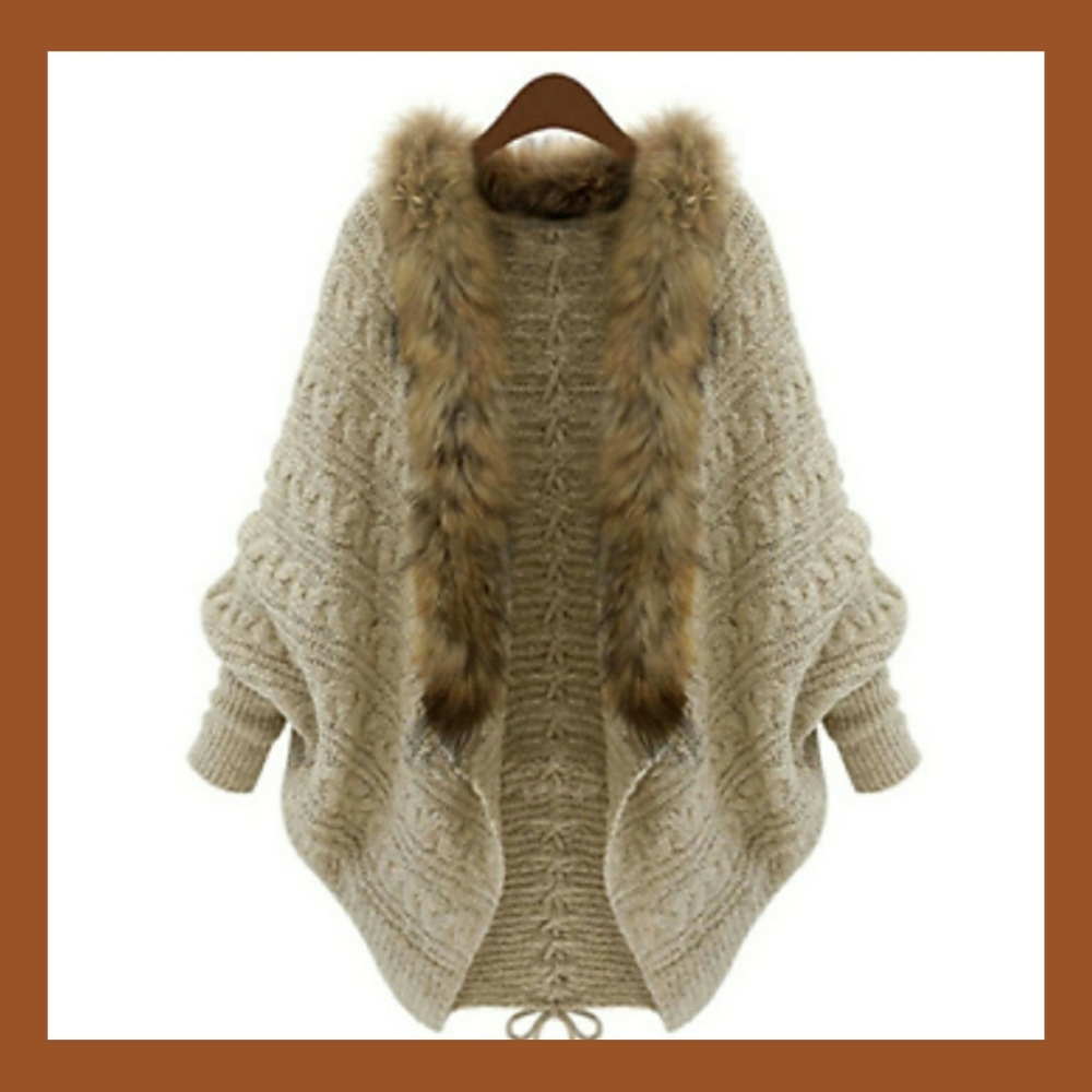 Cellabie Anthropologie Faux Fur Cardigan Sweater